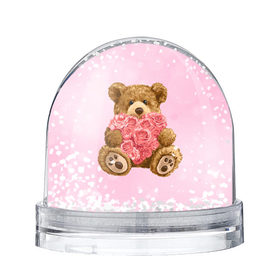Снежный шар с принтом Плюшевый медведь с сердечком в Новосибирске, Пластик | Изображение внутри шара печатается на глянцевой фотобумаге с двух сторон | арт | животные | картинка | медвежонок | мишка | плюшевый медведь | рисунок | розовые цветы | розочки | розы | сердечко | сердце | сердце из роз | цветы