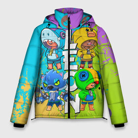 Мужская зимняя куртка 3D с принтом Brawl Stars Leon Quattro в Новосибирске, верх — 100% полиэстер; подкладка — 100% полиэстер; утеплитель — 100% полиэстер | длина ниже бедра, свободный силуэт Оверсайз. Есть воротник-стойка, отстегивающийся капюшон и ветрозащитная планка. 

Боковые карманы с листочкой на кнопках и внутренний карман на молнии. | brawl leon | brawl stars | leon | leon green | leon sally | leon shark | leon wolf | бравл старс | леон | леон акула | леон бравл | леон волк | леон салли