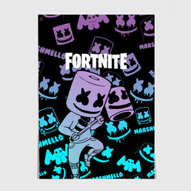 Постер с принтом FORTNITE MARSHMELLO. в Новосибирске, 100% бумага
 | бумага, плотность 150 мг. Матовая, но за счет высокого коэффициента гладкости имеет небольшой блеск и дает на свету блики, но в отличии от глянцевой бумаги не покрыта лаком | archetype | fortnite | fortnite x | game | ikonik | marshmello | raven | архетип | ворон | игра | иконик | маршмелло | фортнайт