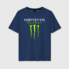 Женская футболка хлопок Oversize с принтом MONSTER ENERGY в Новосибирске, 100% хлопок | свободный крой, круглый ворот, спущенный рукав, длина до линии бедер
 | black monster | bmx | claw | cybersport | energy | monster | monster energy | moto | motocross | race | sport | киберспорт | когти | монстер энерджи | монстр | мото | мотокросс | ралли | скейтбординг | спорт | т | энергия