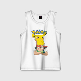 Детская майка хлопок с принтом Pokemon в Новосибирске,  |  | anime | pikachu | pokemon | pokemon logo | аниме | анимэ | пика | пикачу | покемон | покемон лого | покемон постер | эш и пикачу | эш кетчум | японский