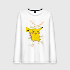 Мужской лонгслив хлопок с принтом Pikachu в Новосибирске, 100% хлопок |  | anime | pikachu | pokemon | pokemon logo | аниме | анимэ | пика | пикачу | покемон | покемон постер | эш и пикачу | эш кетчум | япония | японский