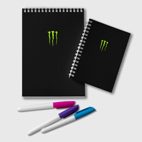 Блокнот с принтом MONSTER ENERGY в Новосибирске, 100% бумага | 48 листов, плотность листов — 60 г/м2, плотность картонной обложки — 250 г/м2. Листы скреплены удобной пружинной спиралью. Цвет линий — светло-серый
 | black monster | bmx | claw | cybersport | energy | monster | monster energy | moto | motocross | race | sport | киберспорт | когти | монстер энерджи | монстр | мото | мотокросс | ралли | скейтбординг | спорт | т | энергия