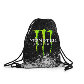 Рюкзак-мешок 3D с принтом MONSTER ENERGY в Новосибирске, 100% полиэстер | плотность ткани — 200 г/м2, размер — 35 х 45 см; лямки — толстые шнурки, застежка на шнуровке, без карманов и подкладки | black monster | bmx | claw | cybersport | energy | monster | monster energy | moto | motocross | race | sport | киберспорт | когти | монстер энерджи | монстр | мото | мотокросс | ралли | скейтбординг | спорт | т | энергия