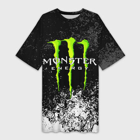 Платье-футболка 3D с принтом MONSTER ENERGY в Новосибирске,  |  | black monster | bmx | claw | cybersport | energy | monster | monster energy | moto | motocross | race | sport | киберспорт | когти | монстер энерджи | монстр | мото | мотокросс | ралли | скейтбординг | спорт | т | энергия