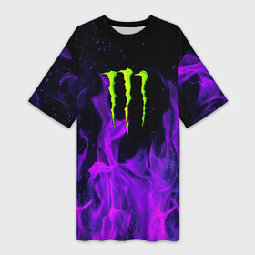 Платье-футболка 3D с принтом MONSTER ENERGY в Новосибирске,  |  | black monster | bmx | claw | cybersport | energy | monster | monster energy | moto | motocross | race | sport | киберспорт | когти | монстер энерджи | монстр | мото | мотокросс | ралли | скейтбординг | спорт | т | энергия