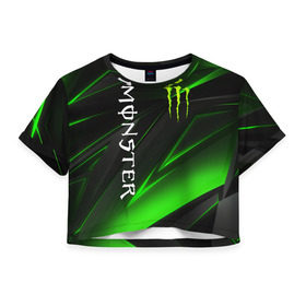 Женская футболка Crop-top 3D с принтом MONSTER ENERGY в Новосибирске, 100% полиэстер | круглая горловина, длина футболки до линии талии, рукава с отворотами | black monster | bmx | claw | cybersport | energy | monster | monster energy | moto | motocross | race | sport | киберспорт | когти | монстер энерджи | монстр | мото | мотокросс | ралли | скейтбординг | спорт | т | энергия