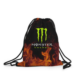 Рюкзак-мешок 3D с принтом MONSTER ENERGY  в Новосибирске, 100% полиэстер | плотность ткани — 200 г/м2, размер — 35 х 45 см; лямки — толстые шнурки, застежка на шнуровке, без карманов и подкладки | black monster | bmx | claw | cybersport | energy | monster | monster energy | moto | motocross | race | sport | киберспорт | когти | монстер энерджи | монстр | мото | мотокросс | ралли | скейтбординг | спорт | т | энергия