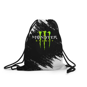 Рюкзак-мешок 3D с принтом MONSTER ENERGY  в Новосибирске, 100% полиэстер | плотность ткани — 200 г/м2, размер — 35 х 45 см; лямки — толстые шнурки, застежка на шнуровке, без карманов и подкладки | black monster | bmx | claw | cybersport | energy | monster | monster energy | moto | motocross | race | sport | киберспорт | когти | монстер энерджи | монстр | мото | мотокросс | ралли | скейтбординг | спорт | т | энергия