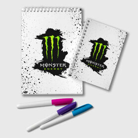 Блокнот с принтом MONSTER ENERGY в Новосибирске, 100% бумага | 48 листов, плотность листов — 60 г/м2, плотность картонной обложки — 250 г/м2. Листы скреплены удобной пружинной спиралью. Цвет линий — светло-серый
 | 