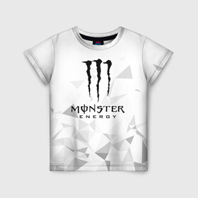 Детская футболка 3D с принтом MONSTER ENERGY  в Новосибирске, 100% гипоаллергенный полиэфир | прямой крой, круглый вырез горловины, длина до линии бедер, чуть спущенное плечо, ткань немного тянется | Тематика изображения на принте: black monster | bmx | claw | cybersport | energy | monster | monster energy | moto | motocross | race | sport | киберспорт | когти | монстер энерджи | монстр | мото | мотокросс | ралли | скейтбординг | спорт | т | энергия