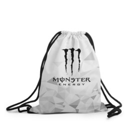 Рюкзак-мешок 3D с принтом MONSTER ENERGY  в Новосибирске, 100% полиэстер | плотность ткани — 200 г/м2, размер — 35 х 45 см; лямки — толстые шнурки, застежка на шнуровке, без карманов и подкладки | black monster | bmx | claw | cybersport | energy | monster | monster energy | moto | motocross | race | sport | киберспорт | когти | монстер энерджи | монстр | мото | мотокросс | ралли | скейтбординг | спорт | т | энергия