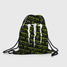 Рюкзак-мешок 3D с принтом MONSTER ENERGY  в Новосибирске, 100% полиэстер | плотность ткани — 200 г/м2, размер — 35 х 45 см; лямки — толстые шнурки, застежка на шнуровке, без карманов и подкладки | black monster | bmx | claw | cybersport | energy | monster | monster energy | moto | motocross | race | sport | киберспорт | когти | монстер энерджи | монстр | мото | мотокросс | ралли | скейтбординг | спорт | т | энергия