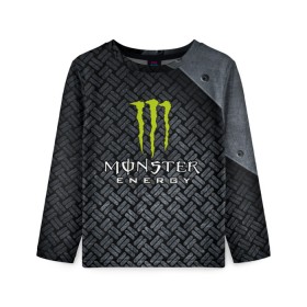 Детский лонгслив 3D с принтом MONSTER ENERGY (Z) в Новосибирске, 100% полиэстер | длинные рукава, круглый вырез горловины, полуприлегающий силуэт
 | Тематика изображения на принте: black monster | bmx | claw | cybersport | energy | monster | monster energy | moto | motocross | race | sport | киберспорт | когти | монстер энерджи | монстр | мото | мотокросс | ралли | скейтбординг | спорт | т | энергия