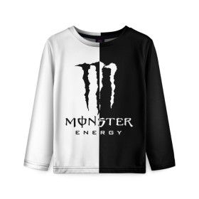 Детский лонгслив 3D с принтом MONSTER ENERGY (Z) в Новосибирске, 100% полиэстер | длинные рукава, круглый вырез горловины, полуприлегающий силуэт
 | black monster | bmx | claw | cybersport | energy | monster | monster energy | moto | motocross | race | sport | киберспорт | когти | монстер энерджи | монстр | мото | мотокросс | ралли | скейтбординг | спорт | т | энергия