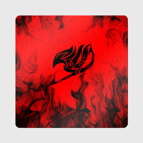 Магнит виниловый Квадрат с принтом Хвост Феи черное пламя на красном фоне в Новосибирске, полимерный материал с магнитным слоем | размер 9*9 см, закругленные углы | bright | fairy tail | fire | happy | heat | light | natsu | wildfire | грей фуллбастер | добенгаль | иксид | искры | кавазу | лектор | локи | люси | нацу | нацу драгнил | ничия | огненный | огонь | пантер лили | пламя | пожар | то