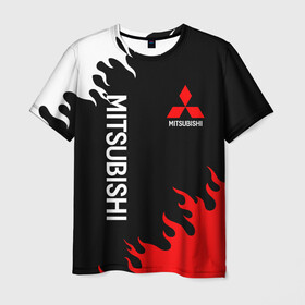 Мужская футболка 3D с принтом MITSUBISHI в Новосибирске, 100% полиэфир | прямой крой, круглый вырез горловины, длина до линии бедер | mitsubishi | sport | митсубиси | митсубиши | спорт