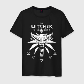 Мужская футболка хлопок с принтом ВЕДЬМАК / THE WITCHER / ГЕРАЛЬТ в Новосибирске, 100% хлопок | прямой крой, круглый вырез горловины, длина до линии бедер, слегка спущенное плечо. | geralt | the witcher | the witcher wild hunt | witcher | wolf | ведьмак | ведьмак 3 | волк | геральт | йенифер | охотник | трисс | цири