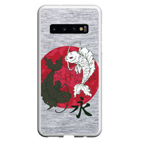Чехол для Samsung Galaxy S10 с принтом Japan style в Новосибирске, Силикон | Область печати: задняя сторона чехла, без боковых панелей | арт | гармония | животные | инь янь | карп | картинка | красная луна | подарок | рисунок | самурай | цыгун | японский