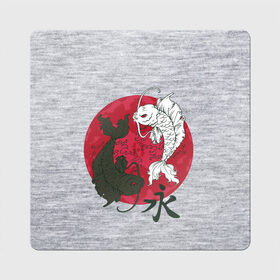 Магнит виниловый Квадрат с принтом Japan style в Новосибирске, полимерный материал с магнитным слоем | размер 9*9 см, закругленные углы | Тематика изображения на принте: арт | гармония | животные | инь янь | карп | картинка | красная луна | подарок | рисунок | самурай | цыгун | японский