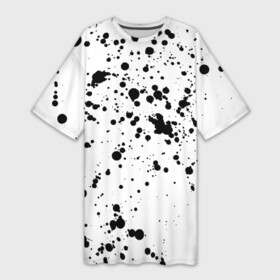 Платье-футболка 3D с принтом Далматинец   брызги чёрными пятнами в Новосибирске,  |  | Тематика изображения на принте: брызги краски | далматинец | краска | пятно | с брызгами | черные пятна