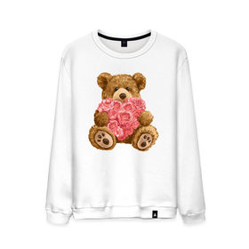 Мужской свитшот хлопок с принтом Плюшевый медведь с сердечком в Новосибирске, 100% хлопок |  | Тематика изображения на принте: арт | животные | картинка | медвежонок | мишка | плюшевый медведь | рисунок | розовые цветы | розочки | розы | сердечко | сердце | сердце из роз | цветы