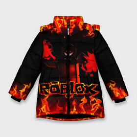Зимняя куртка для девочек 3D с принтом ROBLOX FIRE в Новосибирске, ткань верха — 100% полиэстер; подклад — 100% полиэстер, утеплитель — 100% полиэстер. | длина ниже бедра, удлиненная спинка, воротник стойка и отстегивающийся капюшон. Есть боковые карманы с листочкой на кнопках, утяжки по низу изделия и внутренний карман на молнии. 

Предусмотрены светоотражающий принт на спинке, радужный светоотражающий элемент на пуллере молнии и на резинке для утяжки. | game | gamer | logo | minecraft | roblox | roblox simulator | simulator | игра | код роблокс | конструктор | лого | майнкрафт | роблокс | роблокс симулятор | симулятор | строительство | фигура