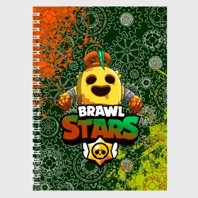 Тетрадь с принтом Brawl Stars Robot Spike в Новосибирске, 100% бумага | 48 листов, плотность листов — 60 г/м2, плотность картонной обложки — 250 г/м2. Листы скреплены сбоку удобной пружинной спиралью. Уголки страниц и обложки скругленные. Цвет линий — светло-серый
 | brawl | brawl stars | robospike | robot spike | spike | бравл | бравл кактус | бравл спайк | бравл старс | кактус | робоспайк | робот спайк | спайк | спайк робот