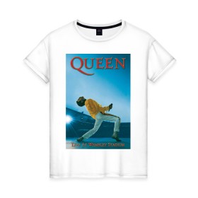 Женская футболка хлопок с принтом Queen в Новосибирске, 100% хлопок | прямой крой, круглый вырез горловины, длина до линии бедер, слегка спущенное плечо | queen | арт | музыка | рок | фредди меркьюри