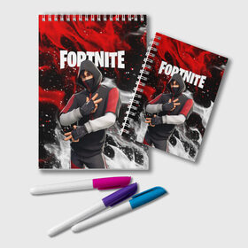 Блокнот с принтом FORTNITE IKONIK в Новосибирске, 100% бумага | 48 листов, плотность листов — 60 г/м2, плотность картонной обложки — 250 г/м2. Листы скреплены удобной пружинной спиралью. Цвет линий — светло-серый
 | Тематика изображения на принте: deadmau5 | fortnite | fortnite 2 | fortnite x маршмелло | ikonik | marshmello | ninja | ninja streamer | raven | travis scott | ворон | иконик | ниндзя | пили | рейвен | трэвис скотт | фортнайт