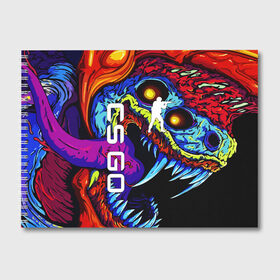 Альбом для рисования с принтом CS GO HYPER BEAST в Новосибирске, 100% бумага
 | матовая бумага, плотность 200 мг. | astralis | awp | counter strike | cs go | cs go global offensive | cs:go | faze clan | hyper beast | team liquid | астралис | кс го | тим ликвид | фейз клан | хайпер бист | хайпербист