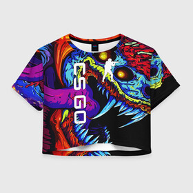 Женская футболка Crop-top 3D с принтом CS GO HYPERBEAST / ХАЙПЕРБИСТ в Новосибирске, 100% полиэстер | круглая горловина, длина футболки до линии талии, рукава с отворотами | astralis | awp | counter strike | cs go | cs go global offensive | cs:go | faze clan | hyper beast | team liquid | астралис | кс го | тим ликвид | фейз клан | хайпер бист | хайпербист