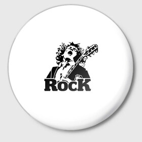 Значок с принтом Rock в Новосибирске,  металл | круглая форма, металлическая застежка в виде булавки | ac dc | rock | арт | рок | рок н ролл | хард рок