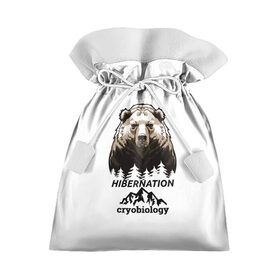 Подарочный 3D мешок с принтом hibernation в Новосибирске, 100% полиэстер | Размер: 29*39 см | cryobiology | hibernation | бездействие | горы | зимняя спячка | криобиология | лес | медведь | сон | спячка