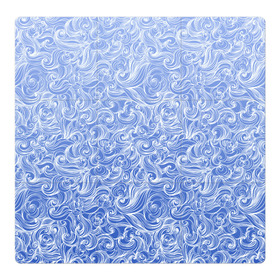 Магнитный плакат 3Х3 с принтом Волны на голубом фоне в Новосибирске, Полимерный материал с магнитным слоем | 9 деталей размером 9*9 см | textures | абстракция | белый | вода | водный | водяной | волны | дудл | дудлинг | завитки | загогулини | линии | морской | полосы | текстуры | фон