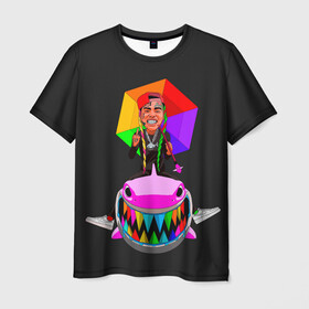 Мужская футболка 3D с принтом 6IX9INE в Новосибирске, 100% полиэфир | прямой крой, круглый вырез горловины, длина до линии бедер | 6 | 6ix9ine | 9 | america | gang | gangsta | gooba | keke | koko | music | rap | shark | tekashi | usa | акула | америка | музыка | реп | рэп | текаши