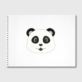 Альбом для рисования с принтом Panda в Новосибирске, 100% бумага
 | матовая бумага, плотность 200 мг. | Тематика изображения на принте: bear | colorful | green | nature | panda | детские | животные | звери | милые | мультфильмы | панды | радуга