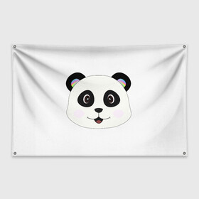 Флаг-баннер с принтом Panda в Новосибирске, 100% полиэстер | размер 67 х 109 см, плотность ткани — 95 г/м2; по краям флага есть четыре люверса для крепления | bear | colorful | green | nature | panda | детские | животные | звери | милые | мультфильмы | панды | радуга