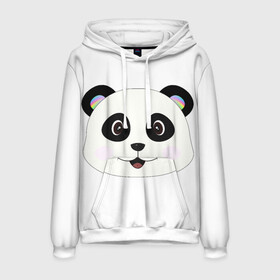Мужская толстовка 3D с принтом Panda в Новосибирске, 100% полиэстер | двухслойный капюшон со шнурком для регулировки, мягкие манжеты на рукавах и по низу толстовки, спереди карман-кенгуру с мягким внутренним слоем. | bear | colorful | green | nature | panda | детские | животные | звери | милые | мультфильмы | панды | радуга