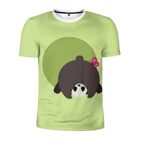 Мужская футболка 3D спортивная с принтом Прикольная панда с бабочкой в Новосибирске, 100% полиэстер с улучшенными характеристиками | приталенный силуэт, круглая горловина, широкие плечи, сужается к линии бедра | бабочка | вектор | графика | детский | зеленый | игра | минимализм | панда | примитив | простой | рисунок | смешной | хвост