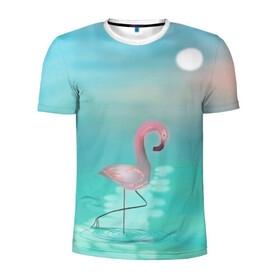 Мужская футболка 3D спортивная с принтом Фламинго в Новосибирске, 100% полиэстер с улучшенными характеристиками | приталенный силуэт, круглая горловина, широкие плечи, сужается к линии бедра | Тематика изображения на принте: арт | гора | графика | дельфин | животные | за | закат | картинка | кит | мной | море | небо | облака | пальма | пара | песок | пляж | побережье | радуга | рисунок | следуй | солнце | сюрреализм | фламинго