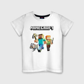 Детская футболка хлопок с принтом MINECRAFT МАЙНКРАФТ в Новосибирске, 100% хлопок | круглый вырез горловины, полуприлегающий силуэт, длина до линии бедер | block | creeper | cube | minecraft | pixel | блок | геометрия | крафт | крипер | кубики | майнкрафт | пиксели