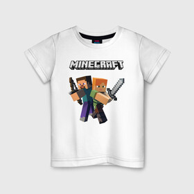 Детская футболка хлопок с принтом MINECRAFT в Новосибирске, 100% хлопок | круглый вырез горловины, полуприлегающий силуэт, длина до линии бедер | block | creeper | cube | minecraft | pixel | блок | геометрия | крафт | крипер | кубики | майнкрафт | пиксели