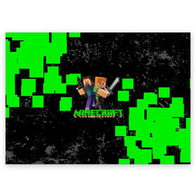 Поздравительная открытка с принтом MINECRAFT в Новосибирске, 100% бумага | плотность бумаги 280 г/м2, матовая, на обратной стороне линовка и место для марки
 | craft | game | mine | minecraft | minecraftmemories | pixel | twitter | игра | майнкрафт | маркус перссон | пиксель | ремесло | шахта