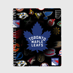 Тетрадь с принтом Toronto Maple Leafs (Z) в Новосибирске, 100% бумага | 48 листов, плотность листов — 60 г/м2, плотность картонной обложки — 250 г/м2. Листы скреплены сбоку удобной пружинной спиралью. Уголки страниц и обложки скругленные. Цвет линий — светло-серый
 | anaheim ducks | arizona coyotes | boston bruins | buffalo sabres | calgary flames | canadiens de montreal | carolina hurricanes | chicago blackhawks | colorado avalanche | columbus blue jackets | dallas stars | detroit red wings | edmonton oil | hockey | 