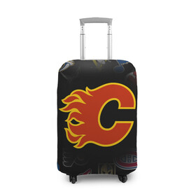 Чехол для чемодана 3D с принтом Calgary Flames (Z) в Новосибирске, 86% полиэфир, 14% спандекс | двустороннее нанесение принта, прорези для ручек и колес | anaheim ducks | arizona coyotes | boston bruins | buffalo sabres | calgary flames | canadiens de montreal | carolina hurricanes | chicago blackhawks | colorado avalanche | columbus blue jackets | dallas stars | detroit red wings | edmonton oil | hockey | 