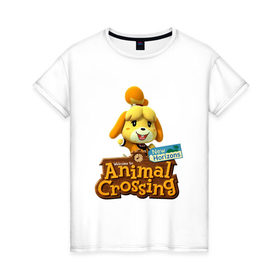 Женская футболка хлопок с принтом Animal Crossing Isabelle в Новосибирске, 100% хлопок | прямой крой, круглый вырез горловины, длина до линии бедер, слегка спущенное плечо | animal crossing | isabelle | nintendo | детская | женская | игра | изабель | изабэль | мультик | мультяшный | нинтендо | рисованный | рисунок | собака | собачка | энимал кроссинг