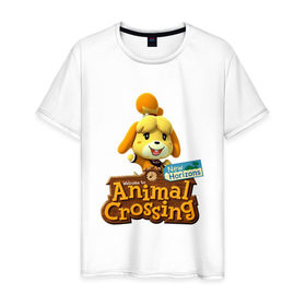 Мужская футболка хлопок с принтом Animal Crossing Isabelle в Новосибирске, 100% хлопок | прямой крой, круглый вырез горловины, длина до линии бедер, слегка спущенное плечо. | animal crossing | isabelle | nintendo | детская | женская | игра | изабель | изабэль | мультик | мультяшный | нинтендо | рисованный | рисунок | собака | собачка | энимал кроссинг