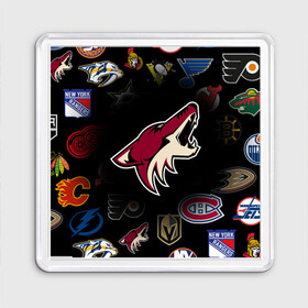 Магнит 55*55 с принтом Arizona Coyotes | NHL (Z) в Новосибирске, Пластик | Размер: 65*65 мм; Размер печати: 55*55 мм | Тематика изображения на принте: anaheim ducks | arizona coyotes | boston bruins | buffalo sabres | calgary flames | canadiens de montreal | carolina hurricanes | chicago blackhawks | colorado avalanche | columbus blue jackets | dallas stars | detroit red wings | edmonton oil | hockey | 