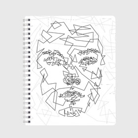 Тетрадь с принтом Геометрическое лицо в Новосибирске, 100% бумага | 48 листов, плотность листов — 60 г/м2, плотность картонной обложки — 250 г/м2. Листы скреплены сбоку удобной пружинной спиралью. Уголки страниц и обложки скругленные. Цвет линий — светло-серый
 | арт | геометрические | геометрическое | геометрия | искусство | лица | лицо | люди | узор | узоры